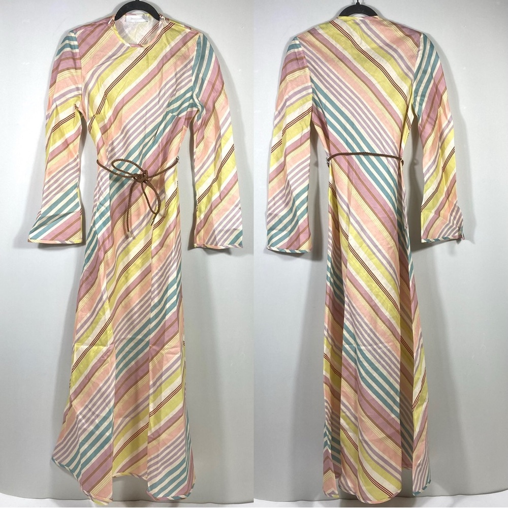 *SOLD* Zimmermann Halliday Stripe Bias Cut Long Sleeve Linen Maxi Dress US 8 NWT - Picture 6 of 15